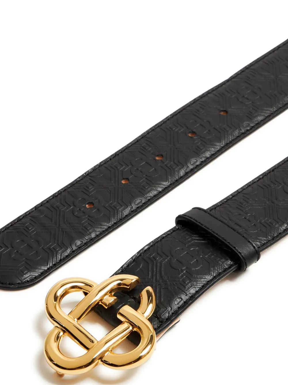 logo-plaque leather belt