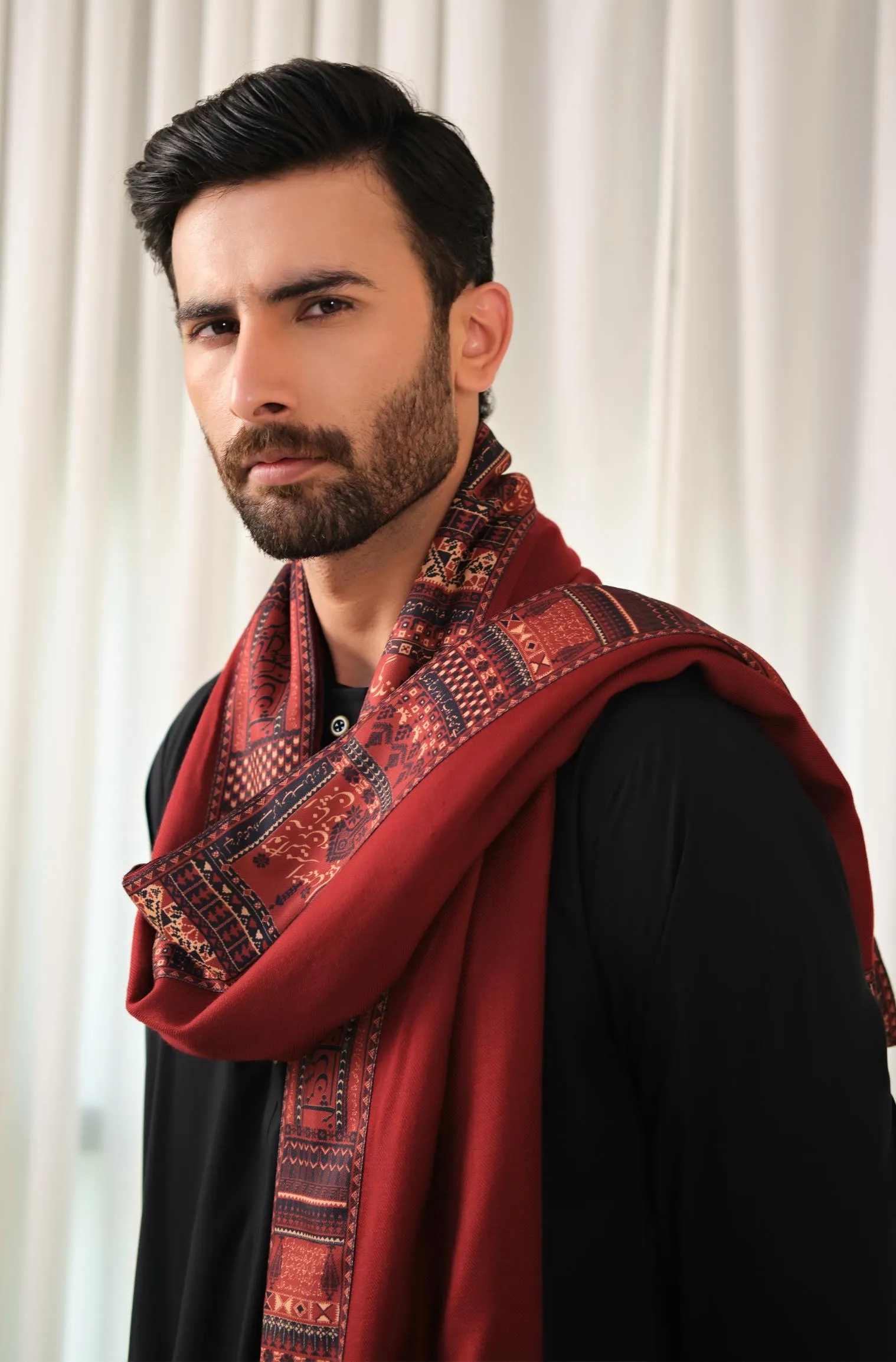 Manzil Shawl - Maroon