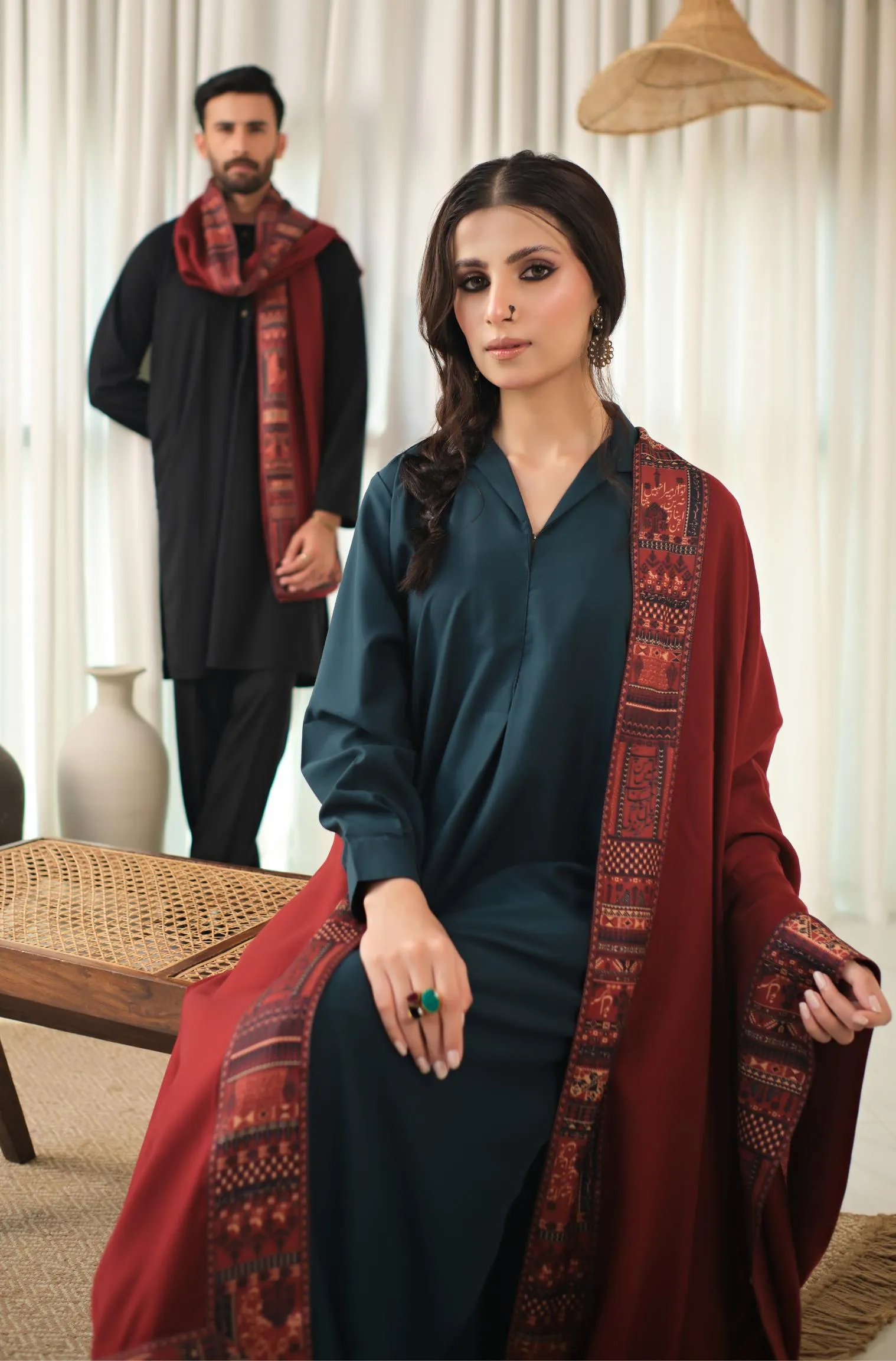 Manzil Shawl - Maroon