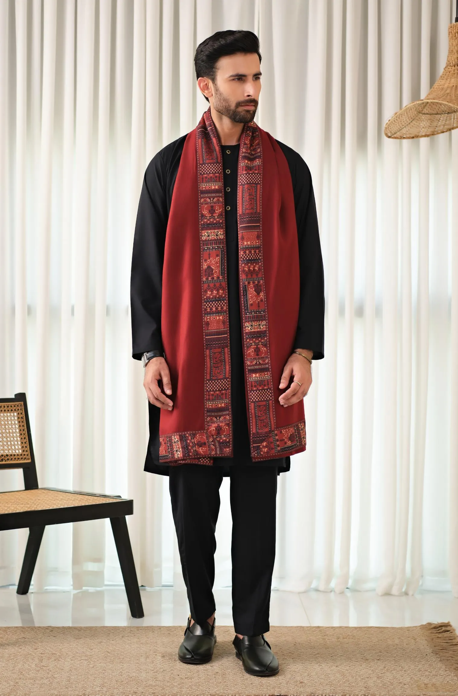 Manzil Shawl - Maroon