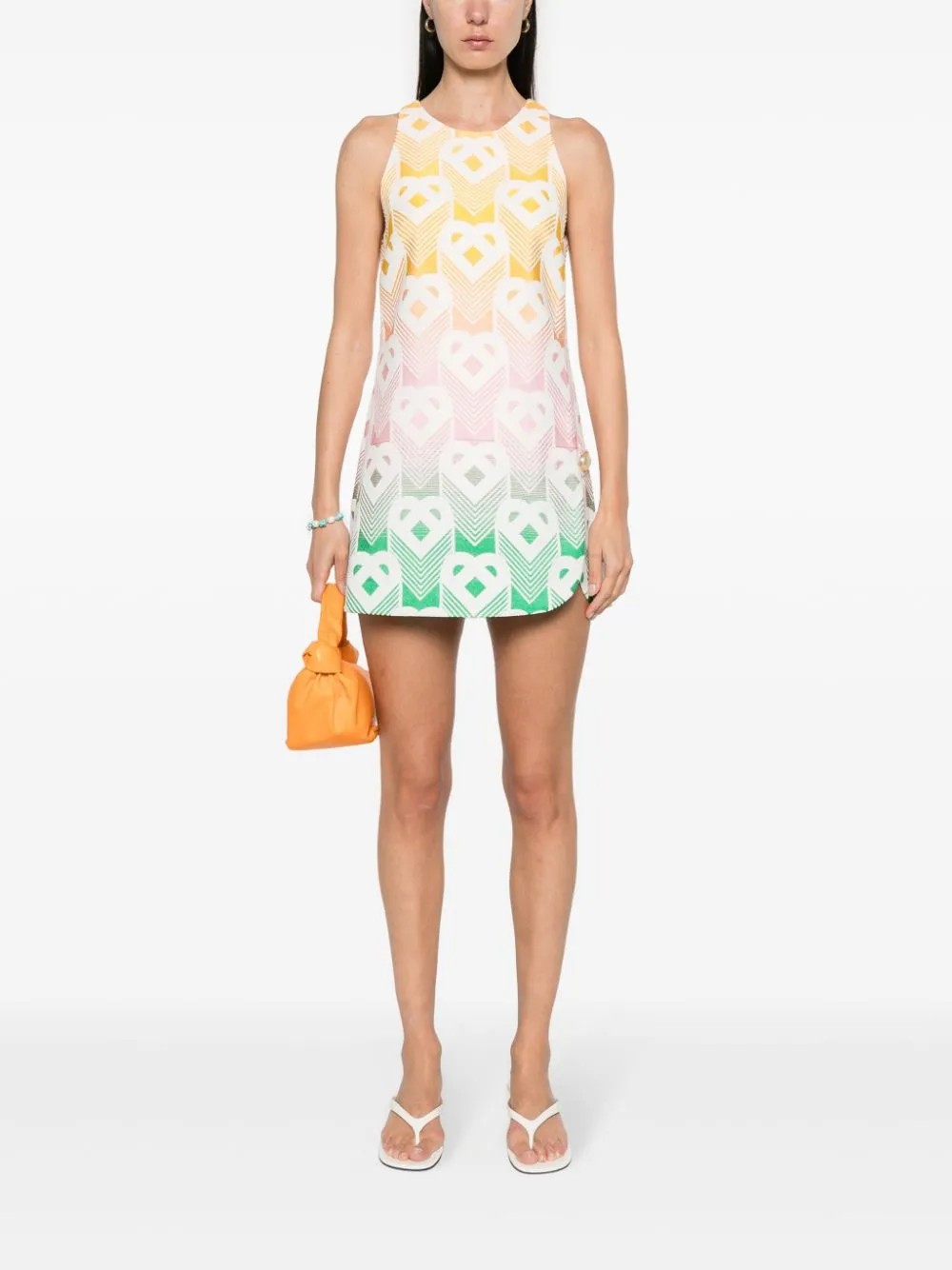 monogram-jacquard gradient mini dress