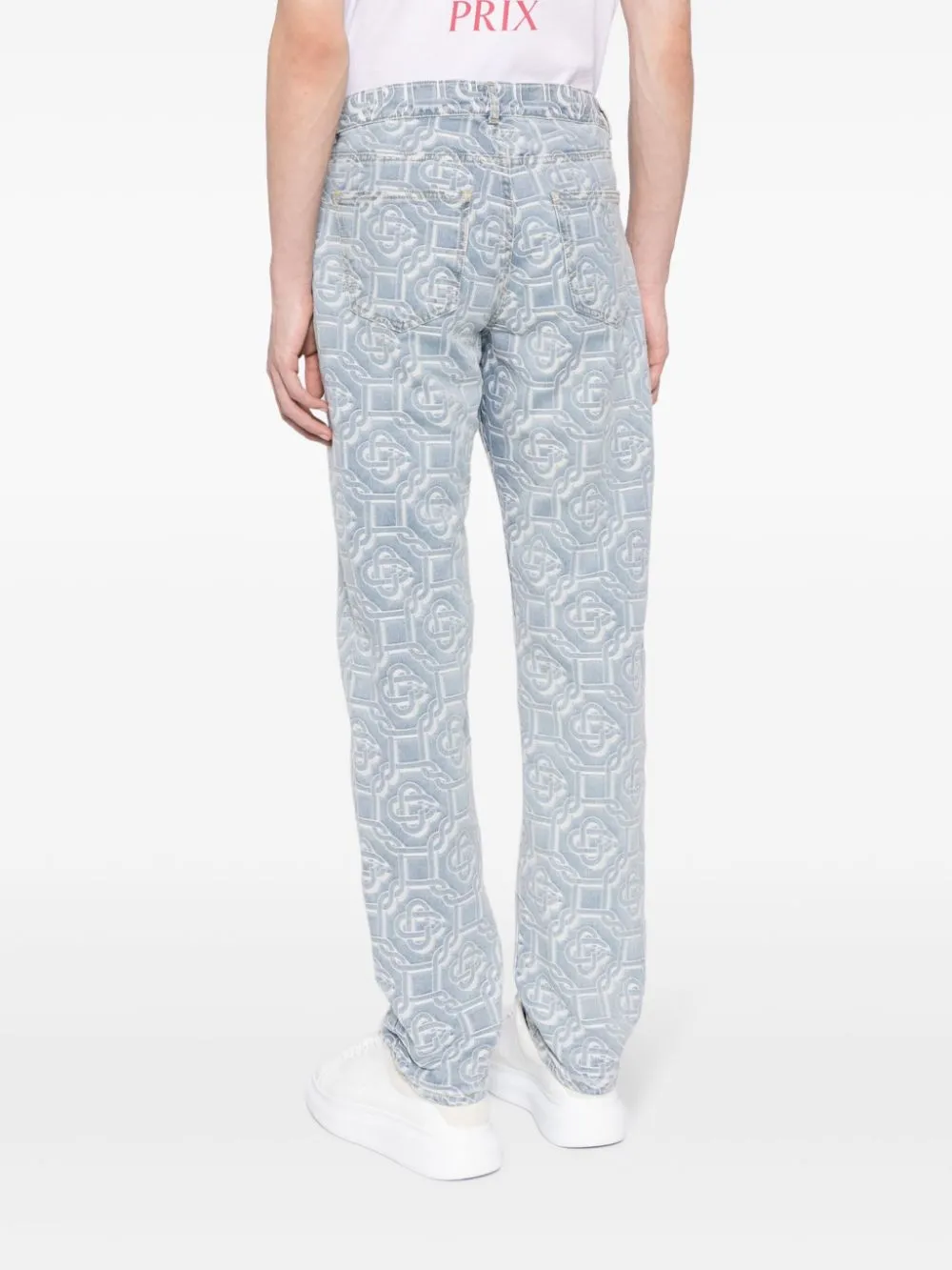 monogram-print straight-leg jeans