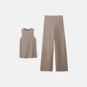 Nerissa Set – Brown-gray – Wide-leg high-waisted pants