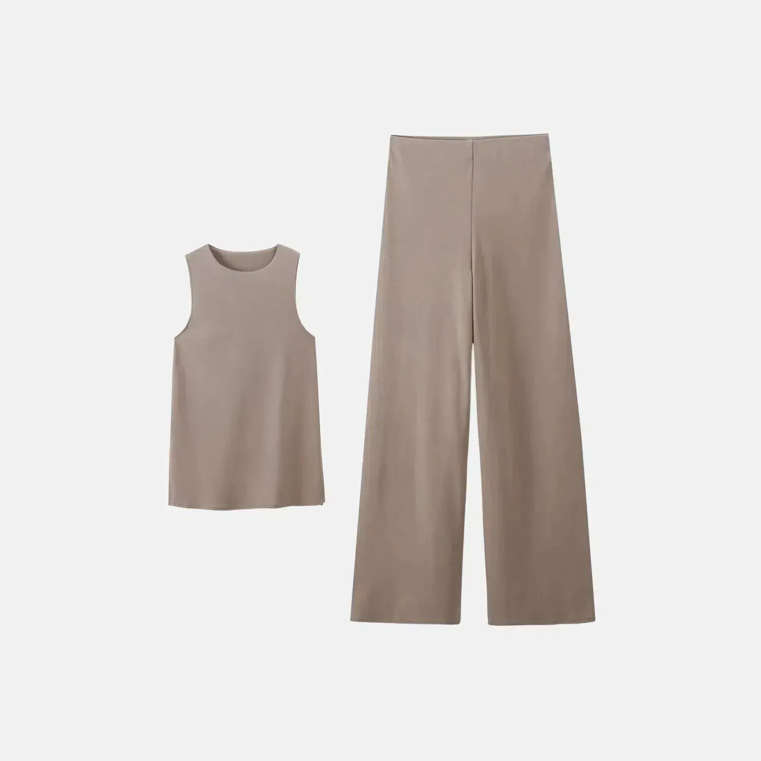 Nerissa Set – Brown-gray – Wide-leg high-waisted pants