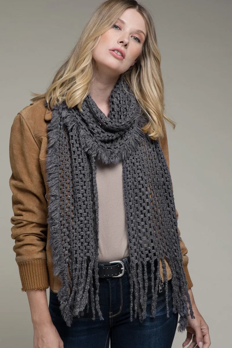 Net Oblong Scarf | Grey