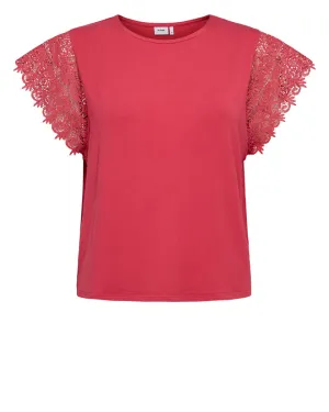 Numph Nubitta Short Lace Sleeve Top