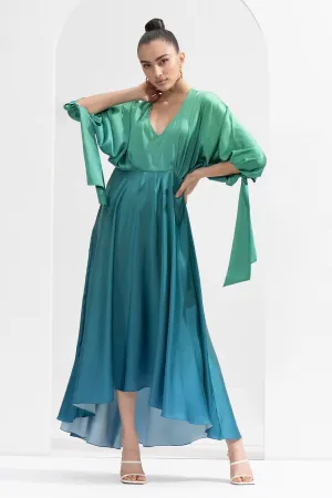 Ombre Printed Satin Dress
