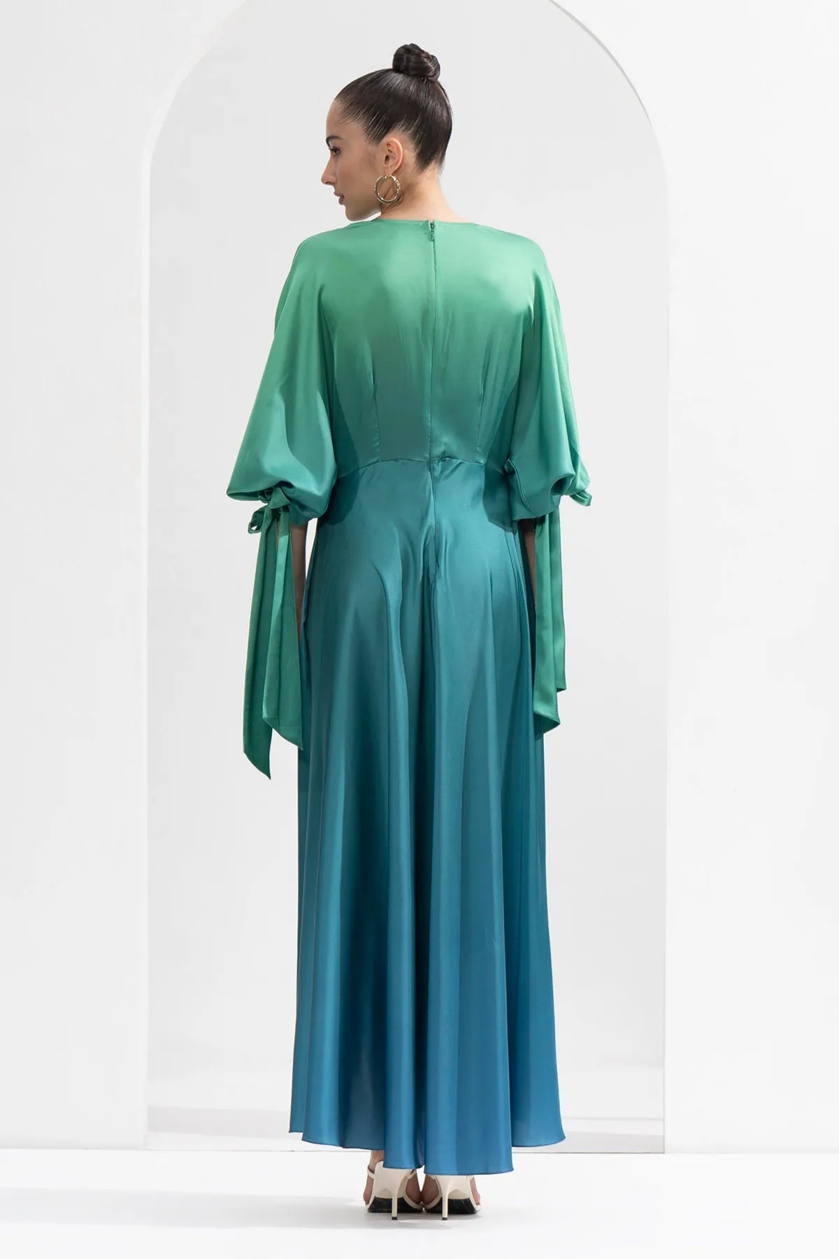 Ombre Printed Satin Dress