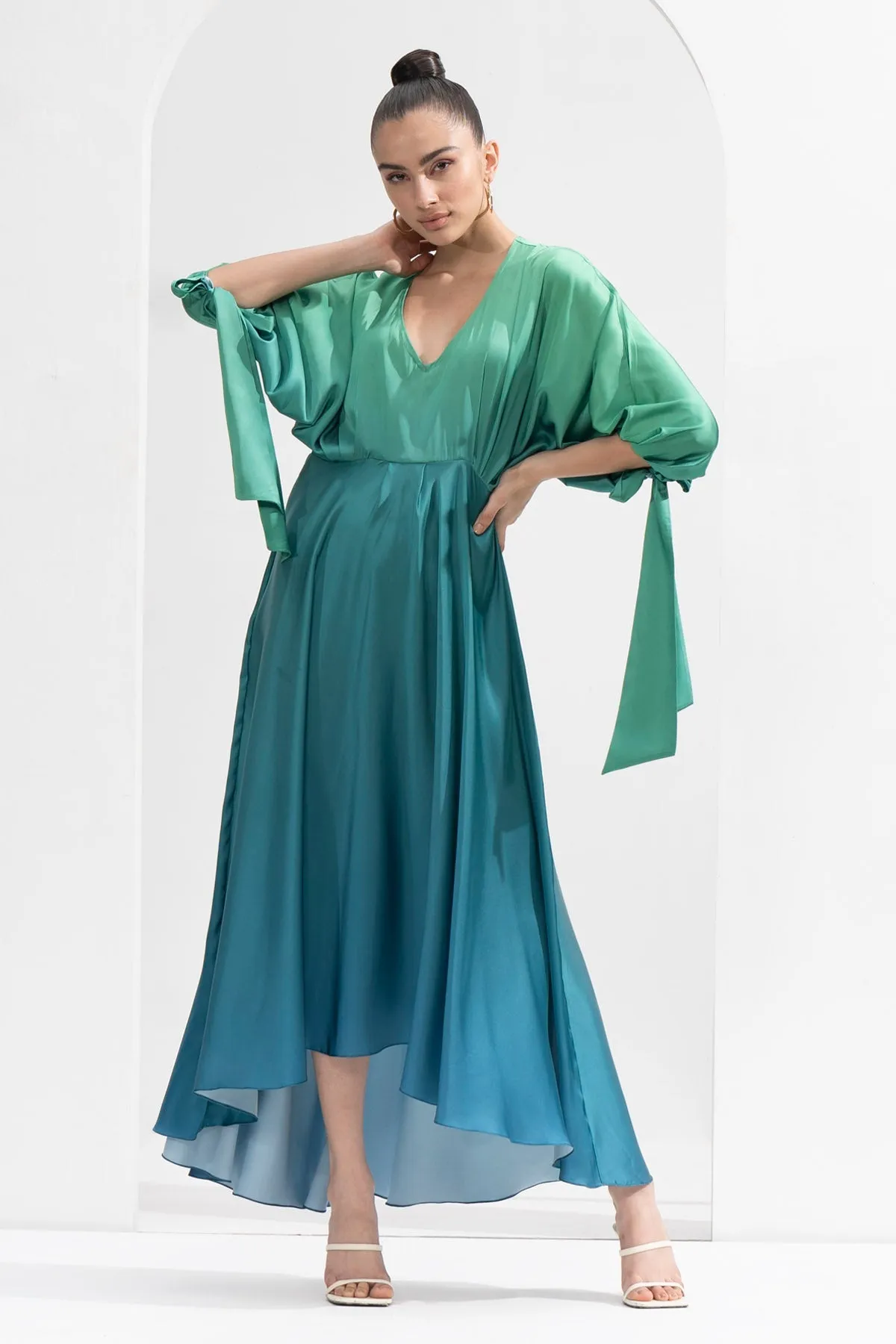 Ombre Printed Satin Dress