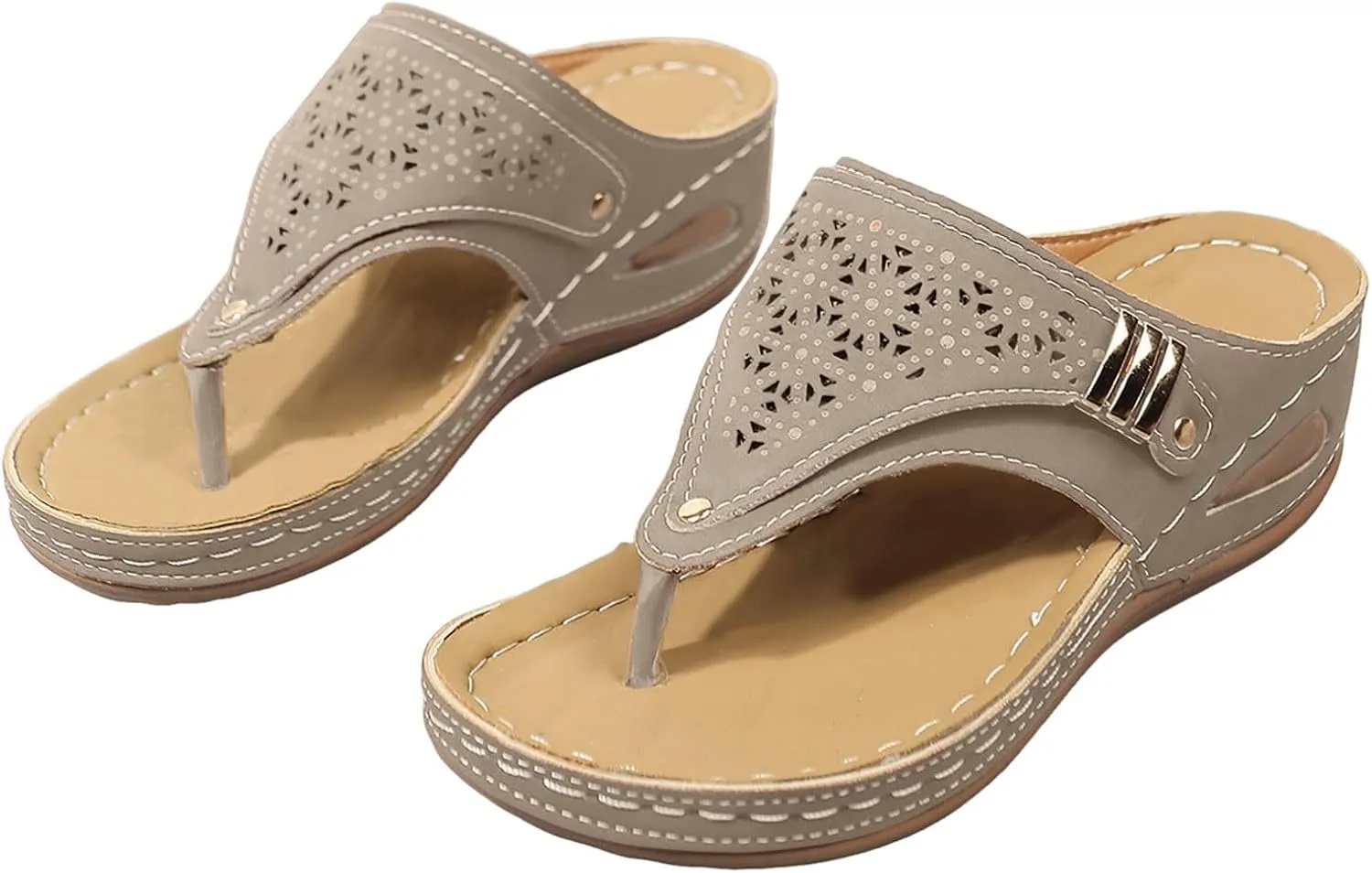 Orthopedic Wedge Sandals for Women Summer Dressy 2025 Flat Open Toe Platform Sandals Casual Flip Flops for Women with Arch Support Silppers Comfortable Slip on Sandals Beach Sandals Dress Shoes