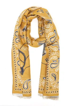 PAISLEY HERITAGE SCARF-MUSTARD