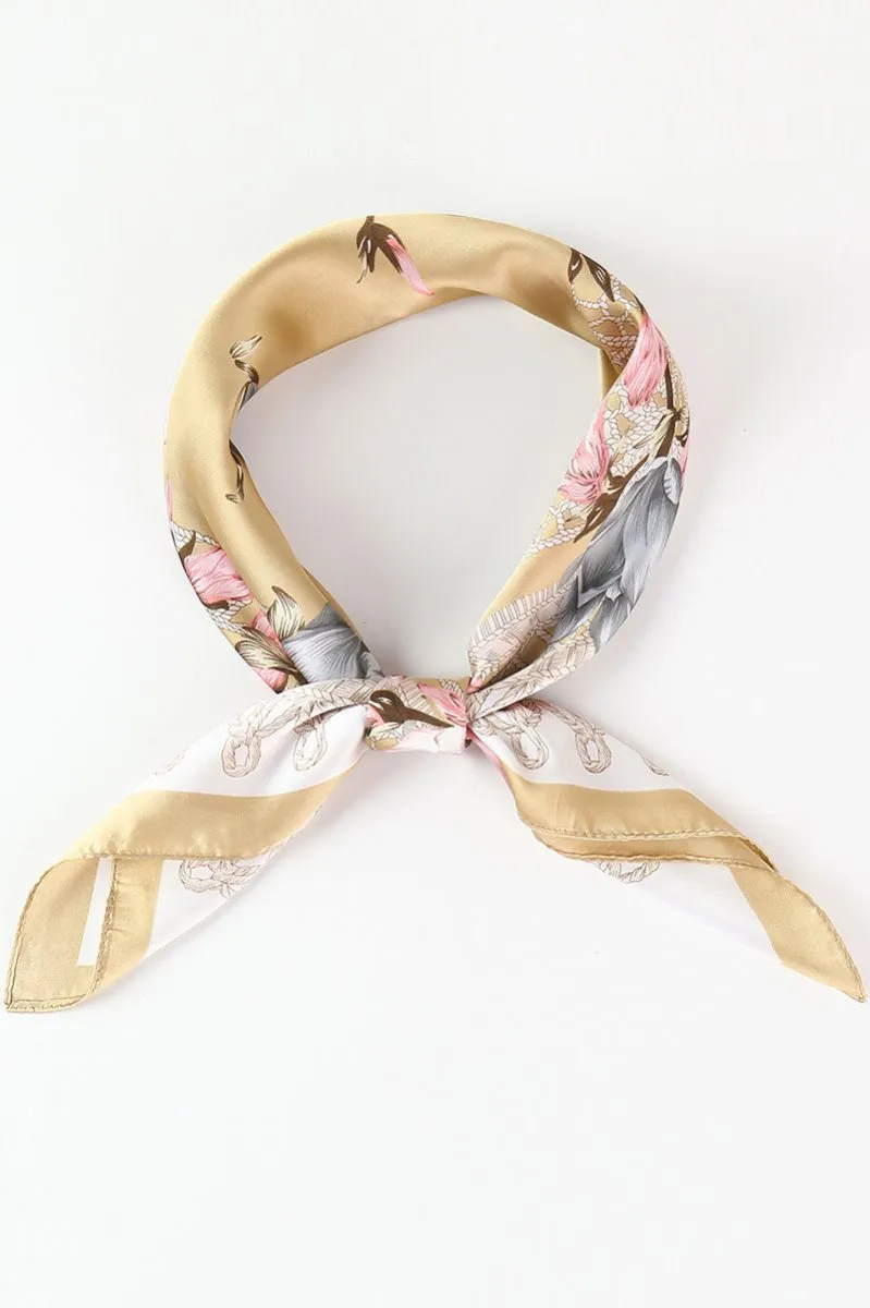 Parisian Cafe Taupe Square Satin Scarf