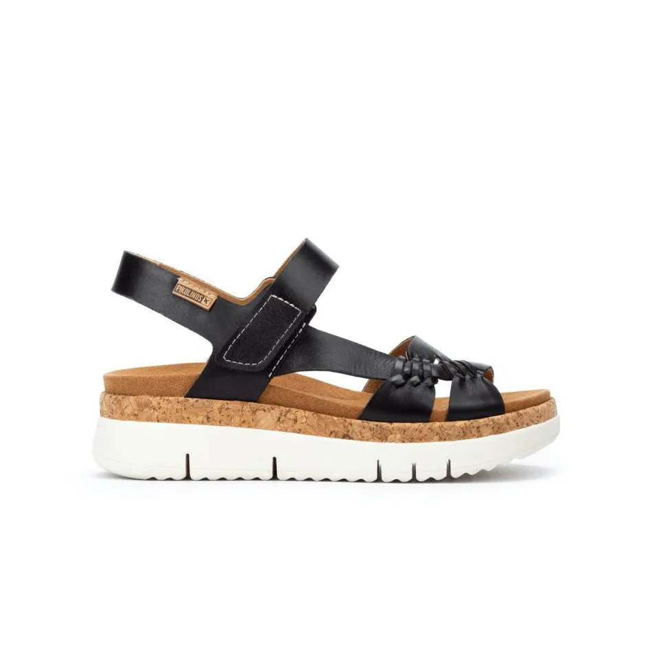 Pikolinos Palma W4N-0968 Ladies Black Leather Touch Fastening Sandals