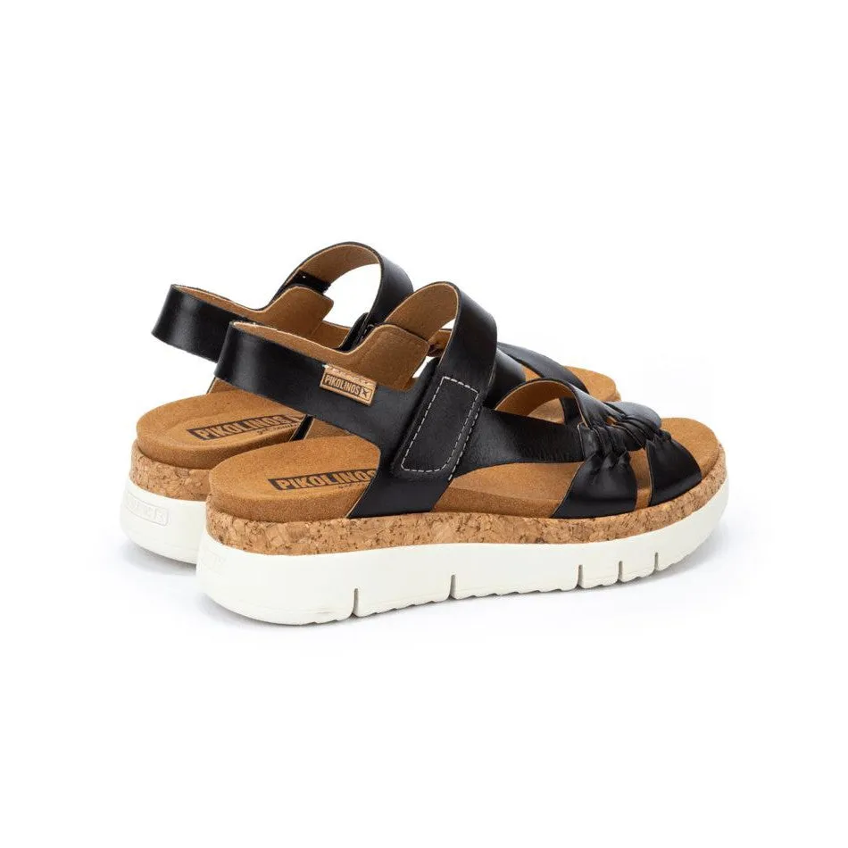 Pikolinos Palma W4N-0968 Ladies Black Leather Touch Fastening Sandals