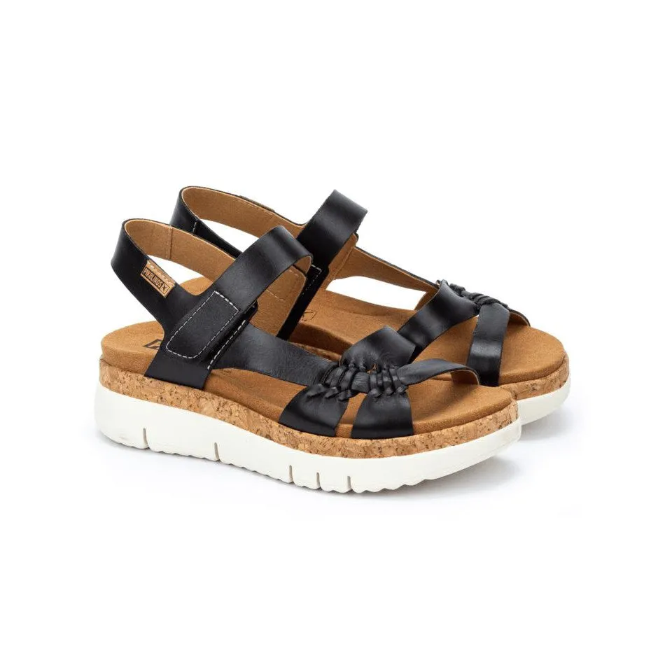 Pikolinos Palma W4N-0968 Ladies Black Leather Touch Fastening Sandals