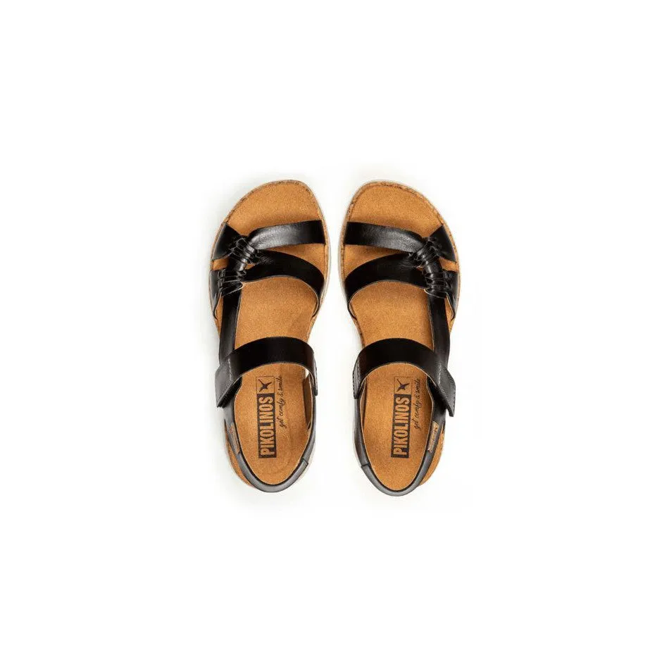 Pikolinos Palma W4N-0968 Ladies Black Leather Touch Fastening Sandals