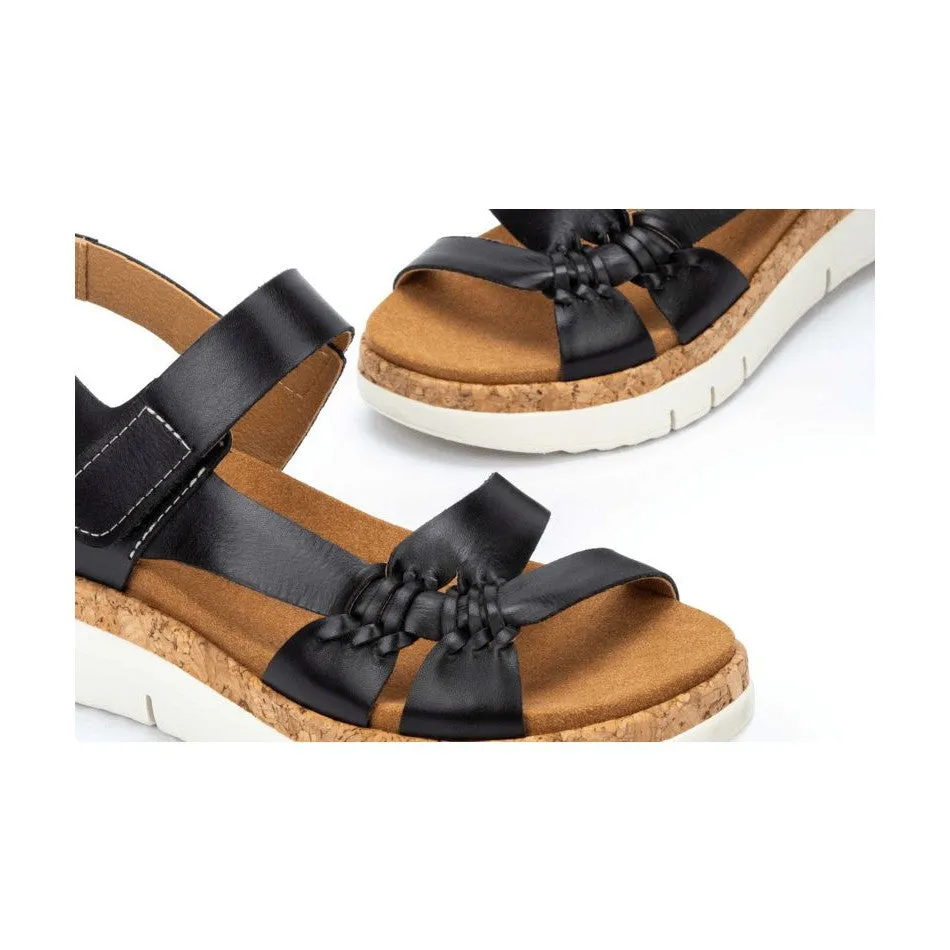 Pikolinos Palma W4N-0968 Ladies Black Leather Touch Fastening Sandals