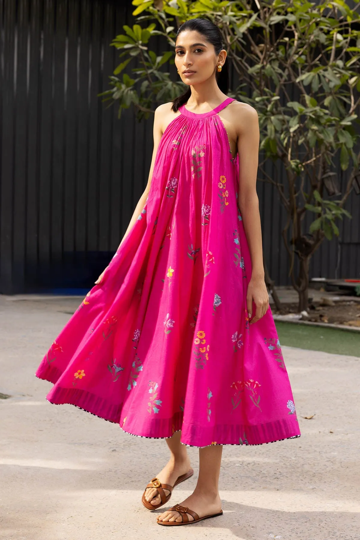 Pink Cotton Sleeveless Dress