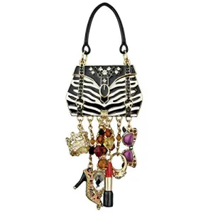 Ritzy Couture "Shopping" Deluxe Multi Charm Pin/Pendant (Goldtone)