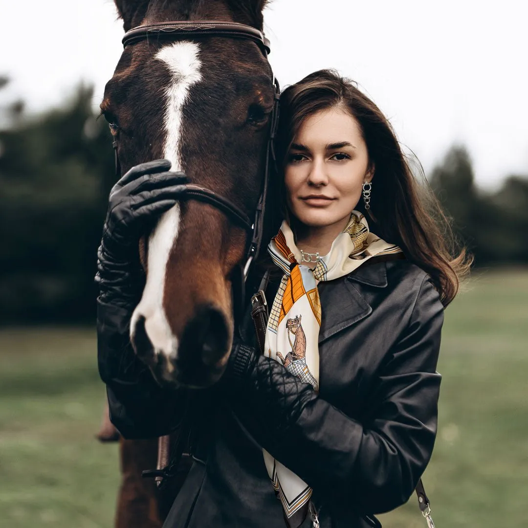 Signature - Stylized Equestrian Pattern in Deep Blue Scarf