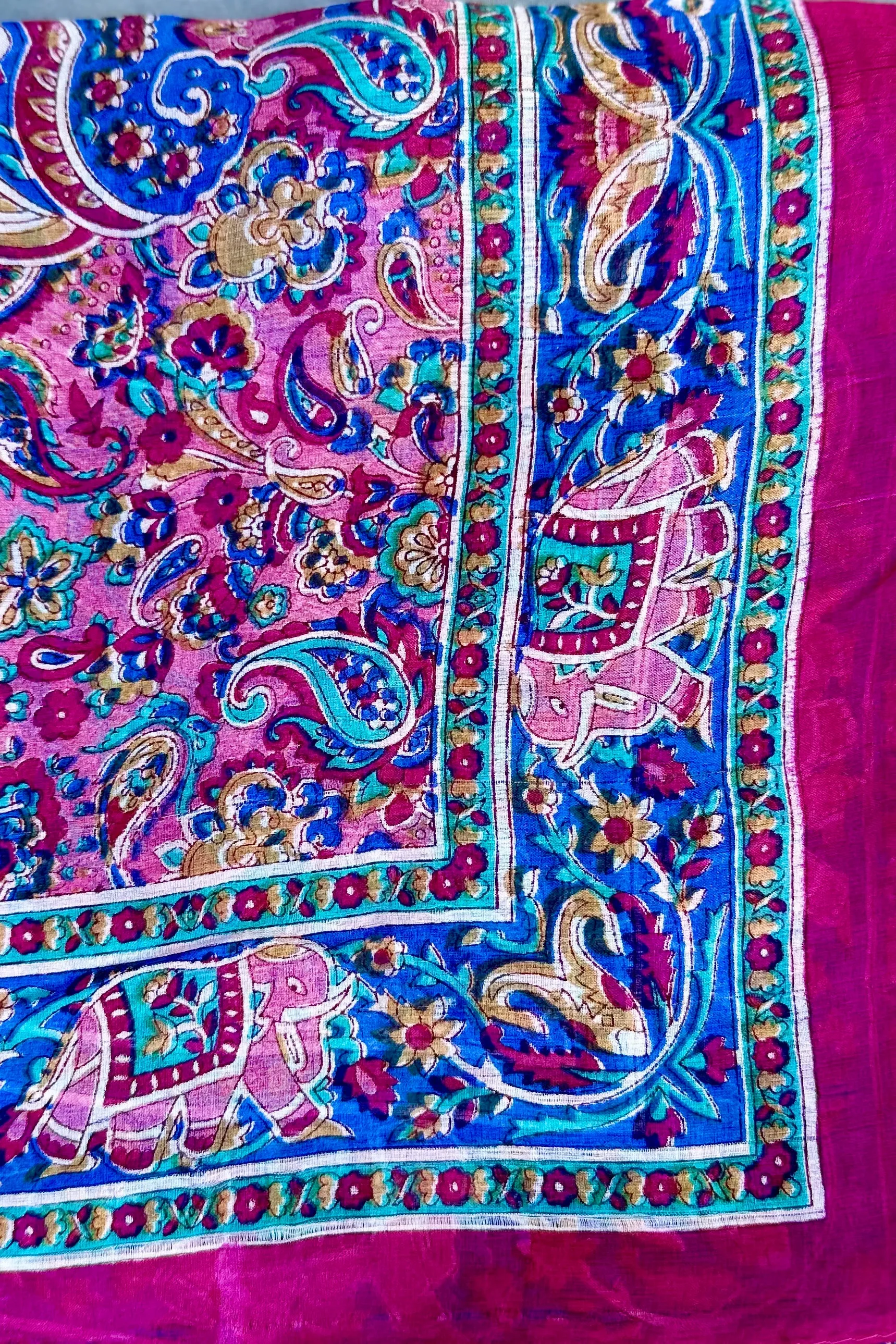 Silk Scarf In Cerise Paisley