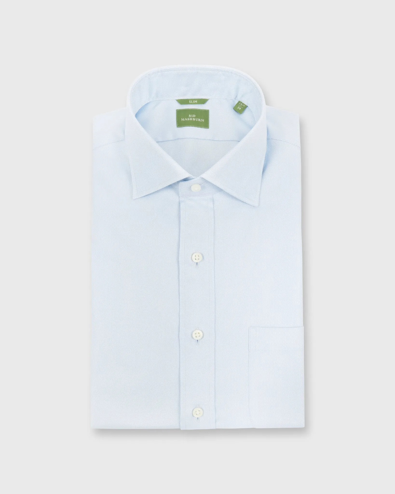 Slim-Fit Spread Collar Dress Shirt in Sky Blue Roxford