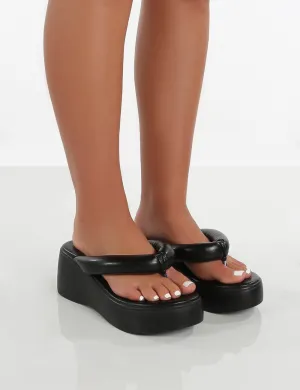 Song Black Padded Toepost Flatform Sandal