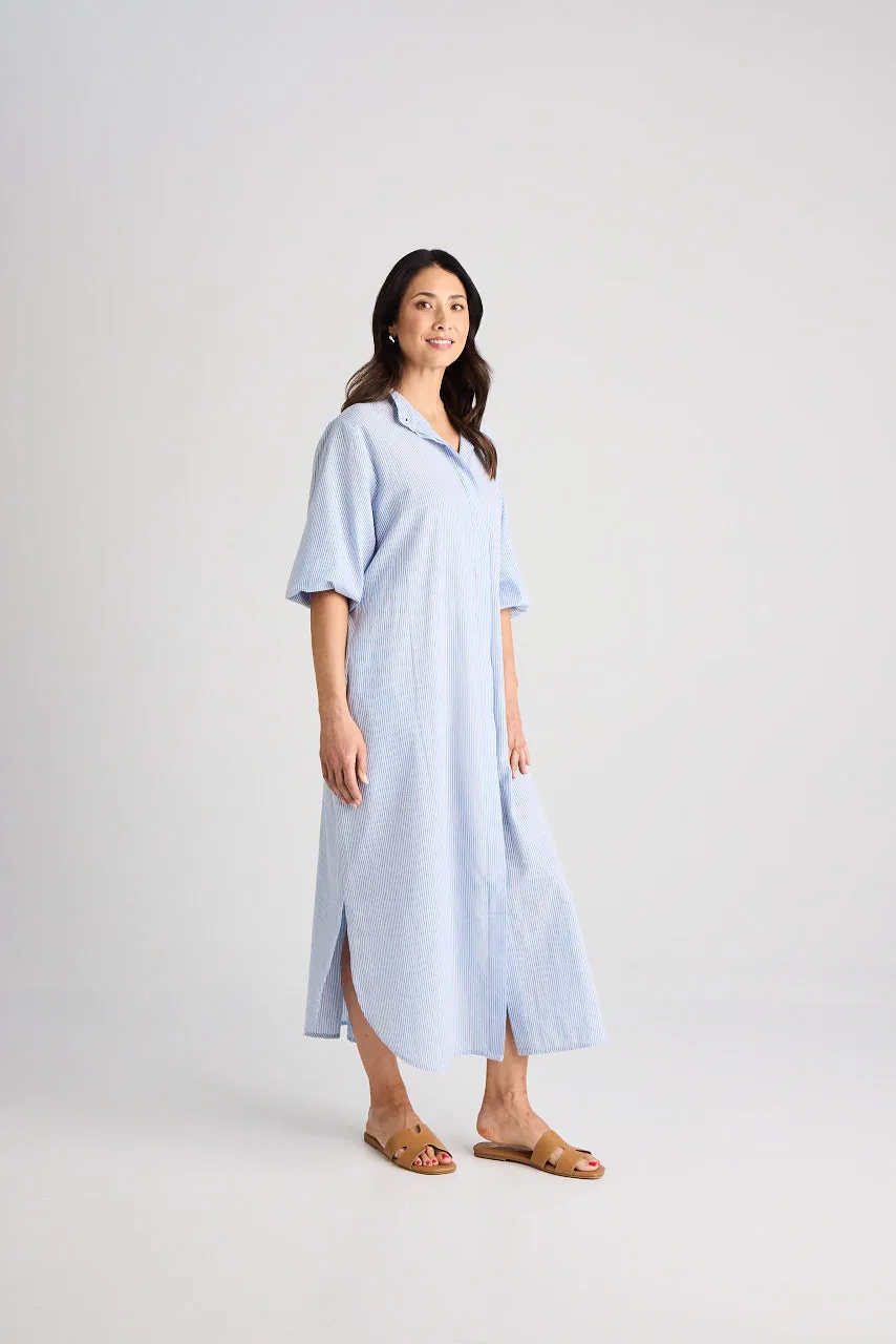 Sophie - Dress - Long - Blue & White Stripe