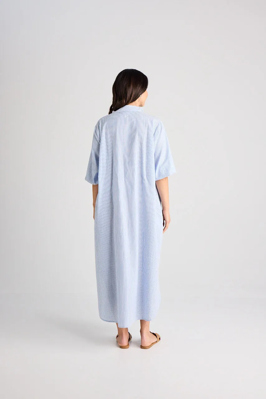 Sophie - Dress - Long - Blue & White Stripe