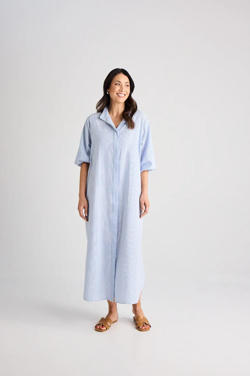 Sophie - Dress - Long - Blue & White Stripe