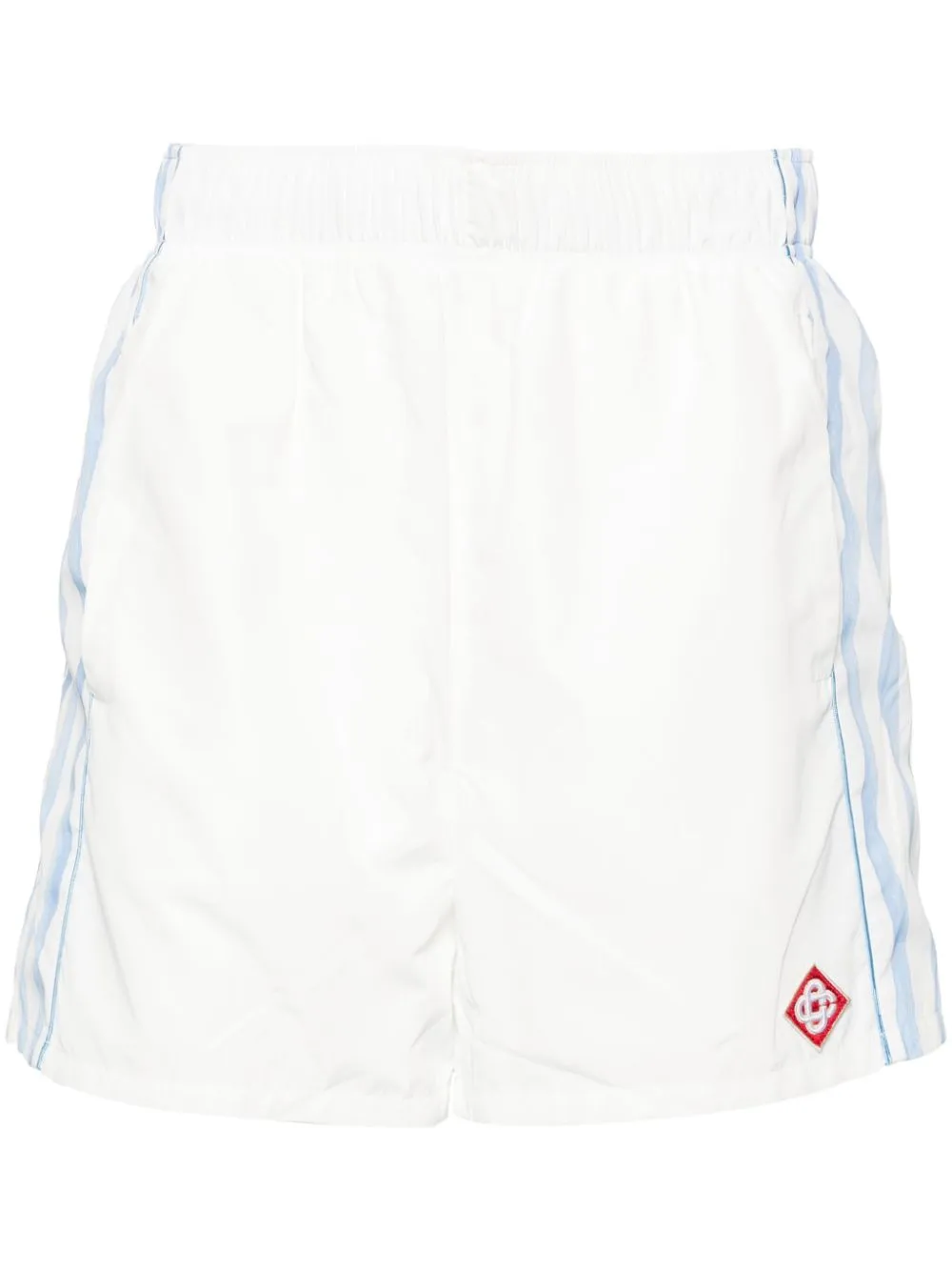 striped mid-rise track shorts