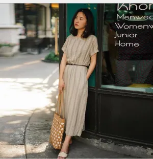 Summer Linen Women Dresses Short Sleeves  Women Dresses XH9665