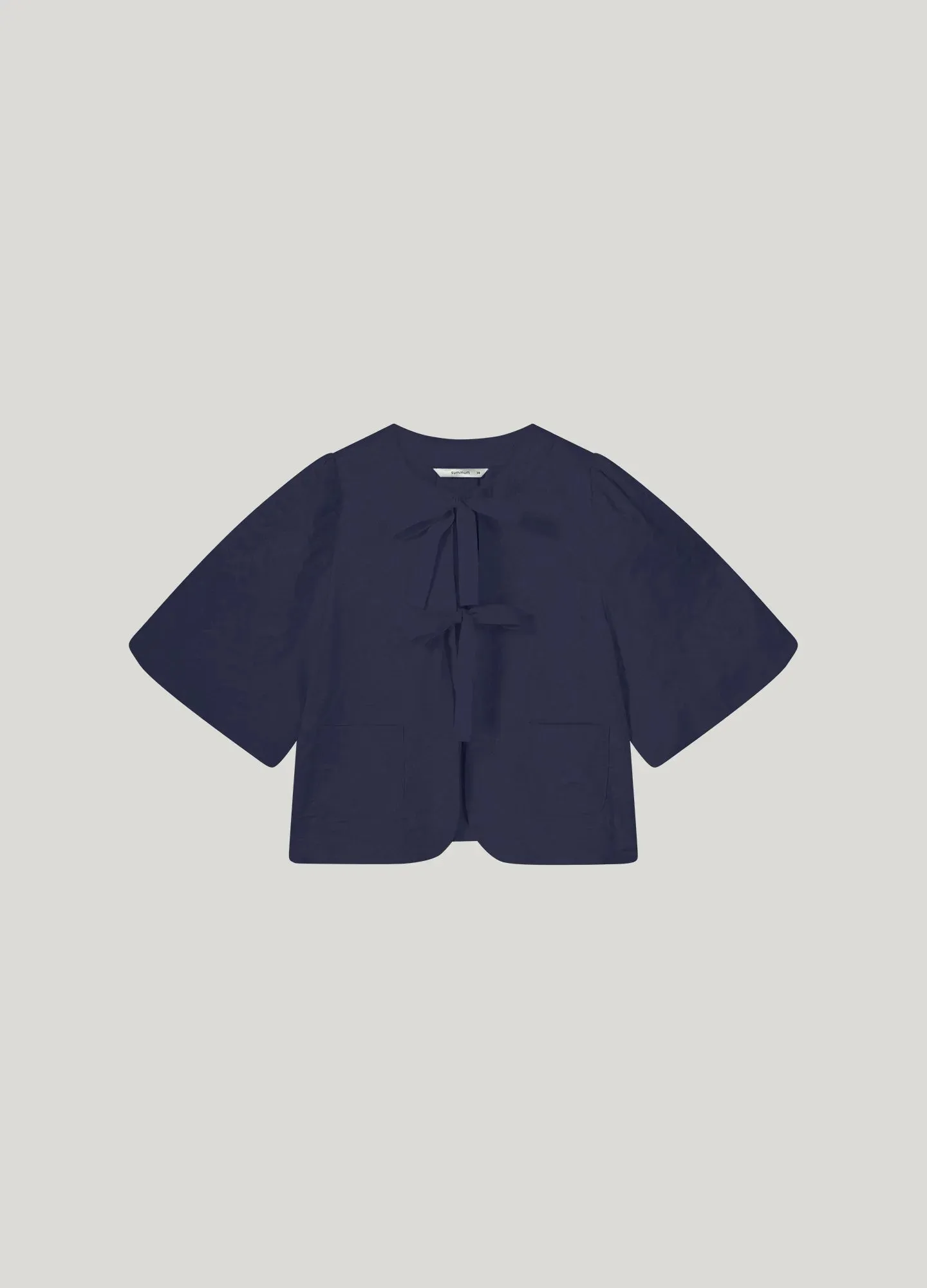 Summum Navy Jacquard Blouse Jacket With Bow Front