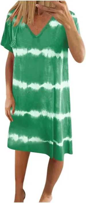 T-Shirt Dress for Women Spring Fashion Casual Summer Short Sleeve Crewneck Loose Classic Comfy Soft Basic Midi Dresses