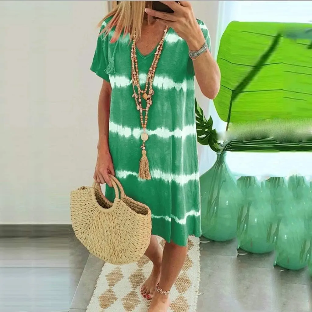 T-Shirt Dress for Women Spring Fashion Casual Summer Short Sleeve Crewneck Loose Classic Comfy Soft Basic Midi Dresses