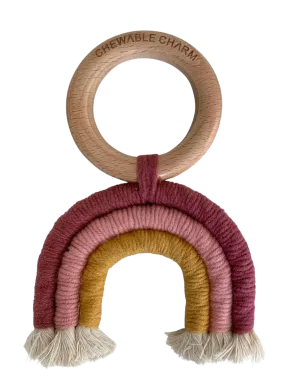Teether- Rainbow Macrame- Berry   Mustard