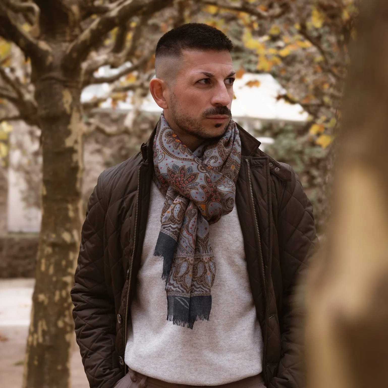 Uffizi - Wool Scarf - Tuscan Blue