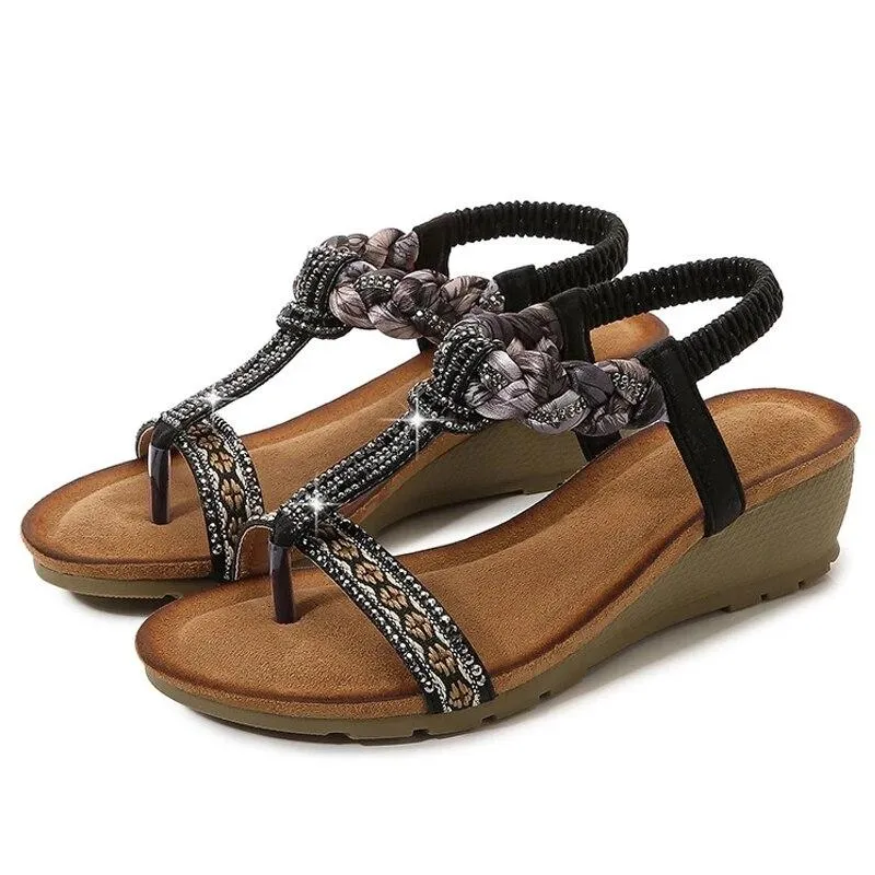 Vanccy  Women Bohemia Clip Toe Beach Sandals