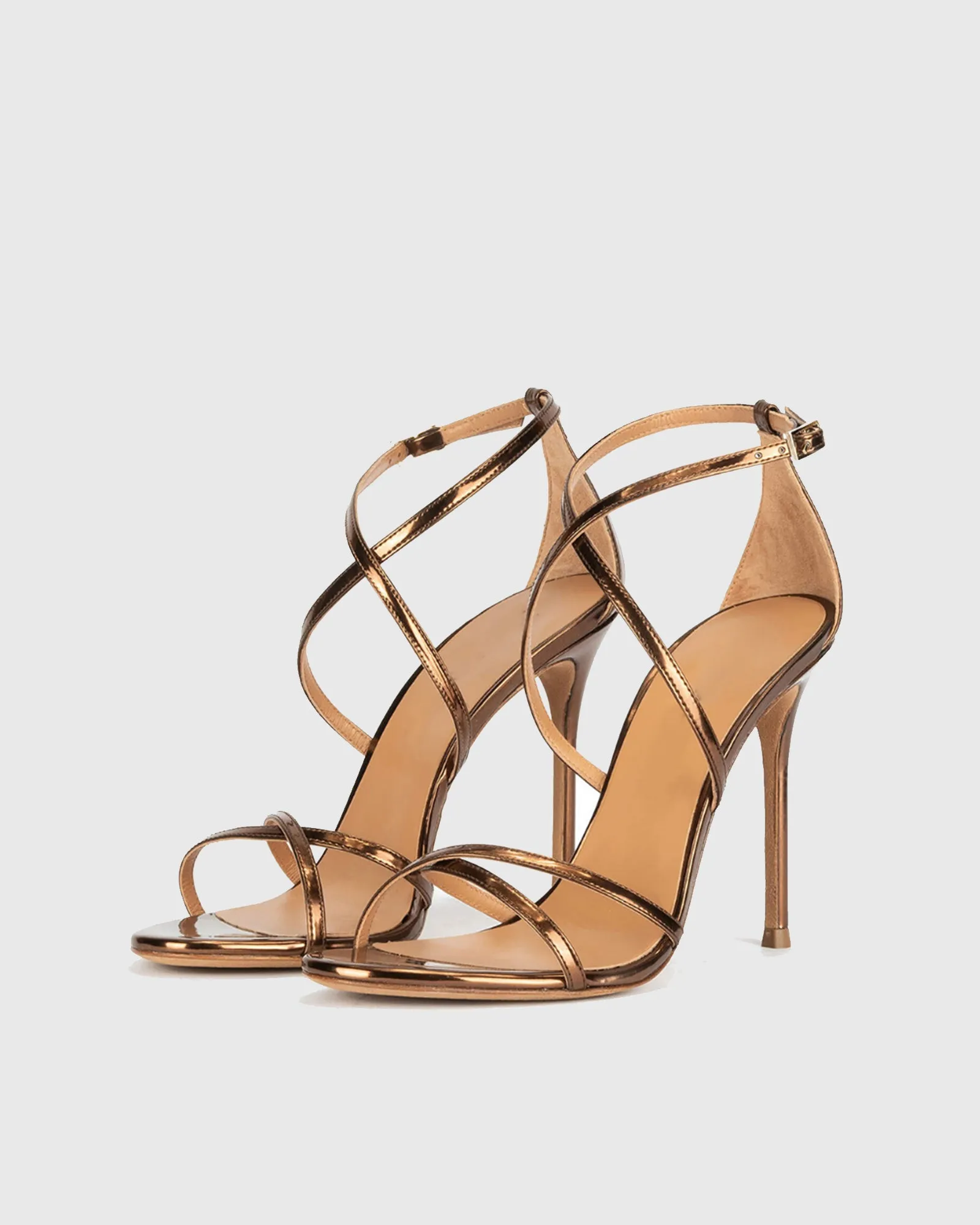 Vittoria Cross Leather Sandals In Brown