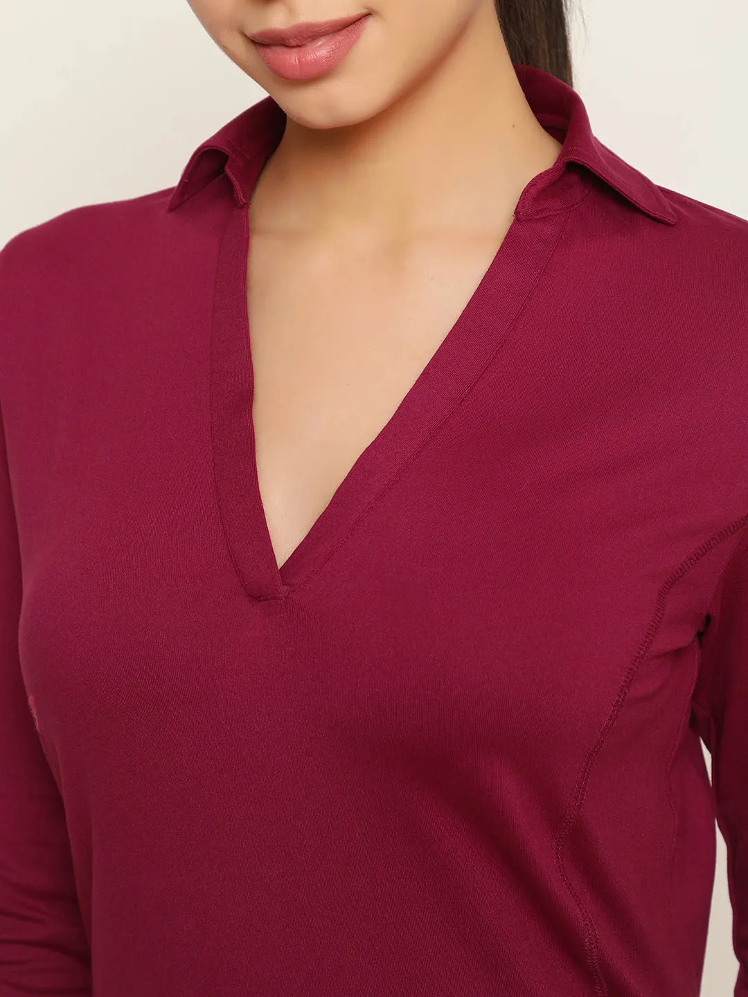 Wine Jazzy Full Sleeves Tee