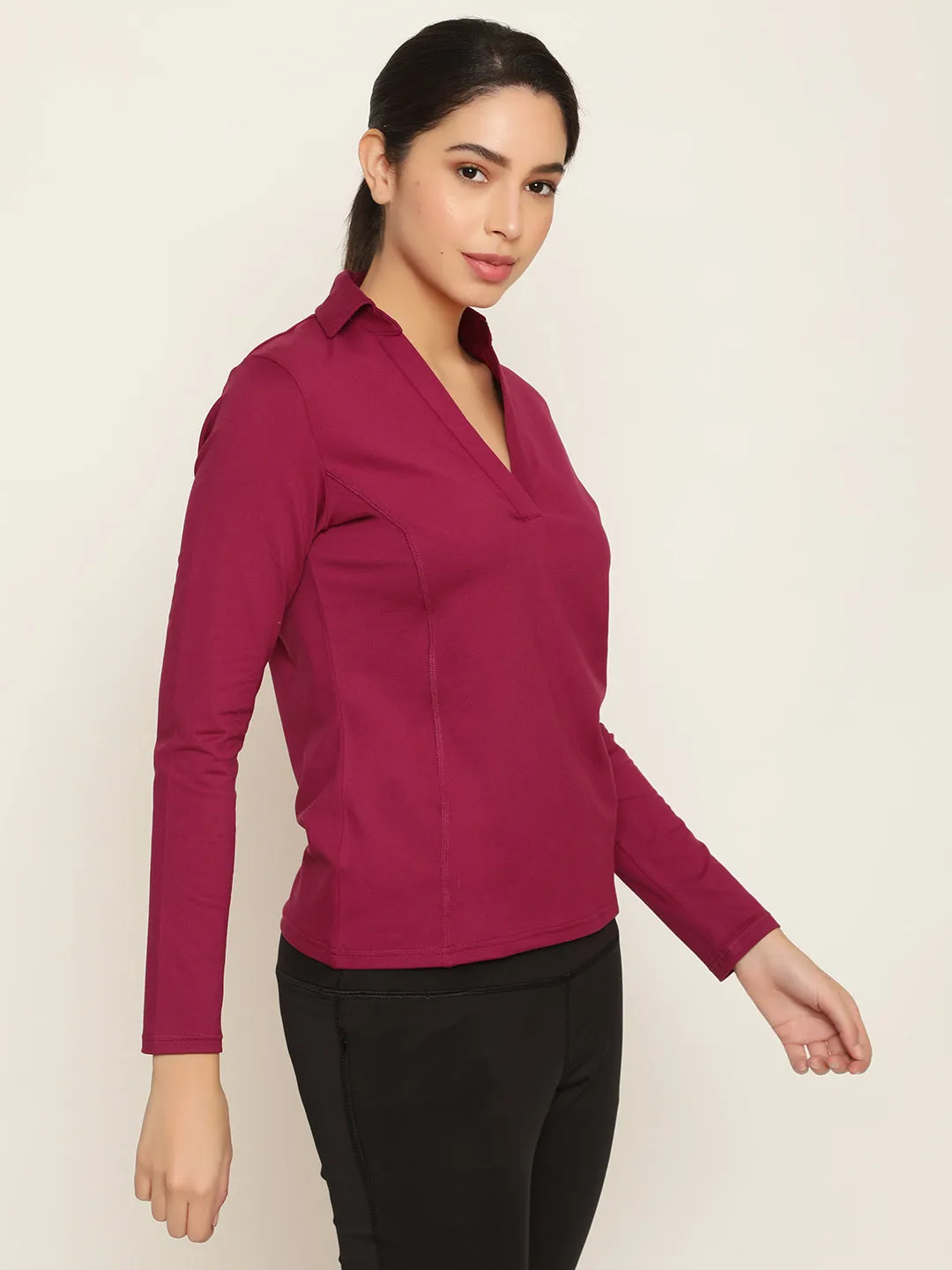 Wine Jazzy Full Sleeves Tee