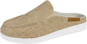 Women Canvas Slip On Lightweight Mule Sneaker Summer Fashion Open Back Flats, Closed Round Toe Low Top Loafer Casual Comfort Walking Sandals