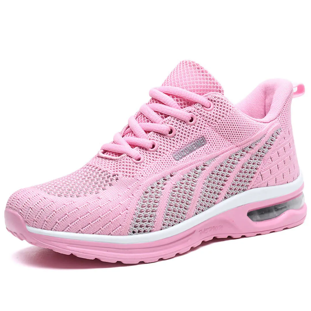 Women's Breathable Mesh Lace-Up Sneakers with Cushioned Sole