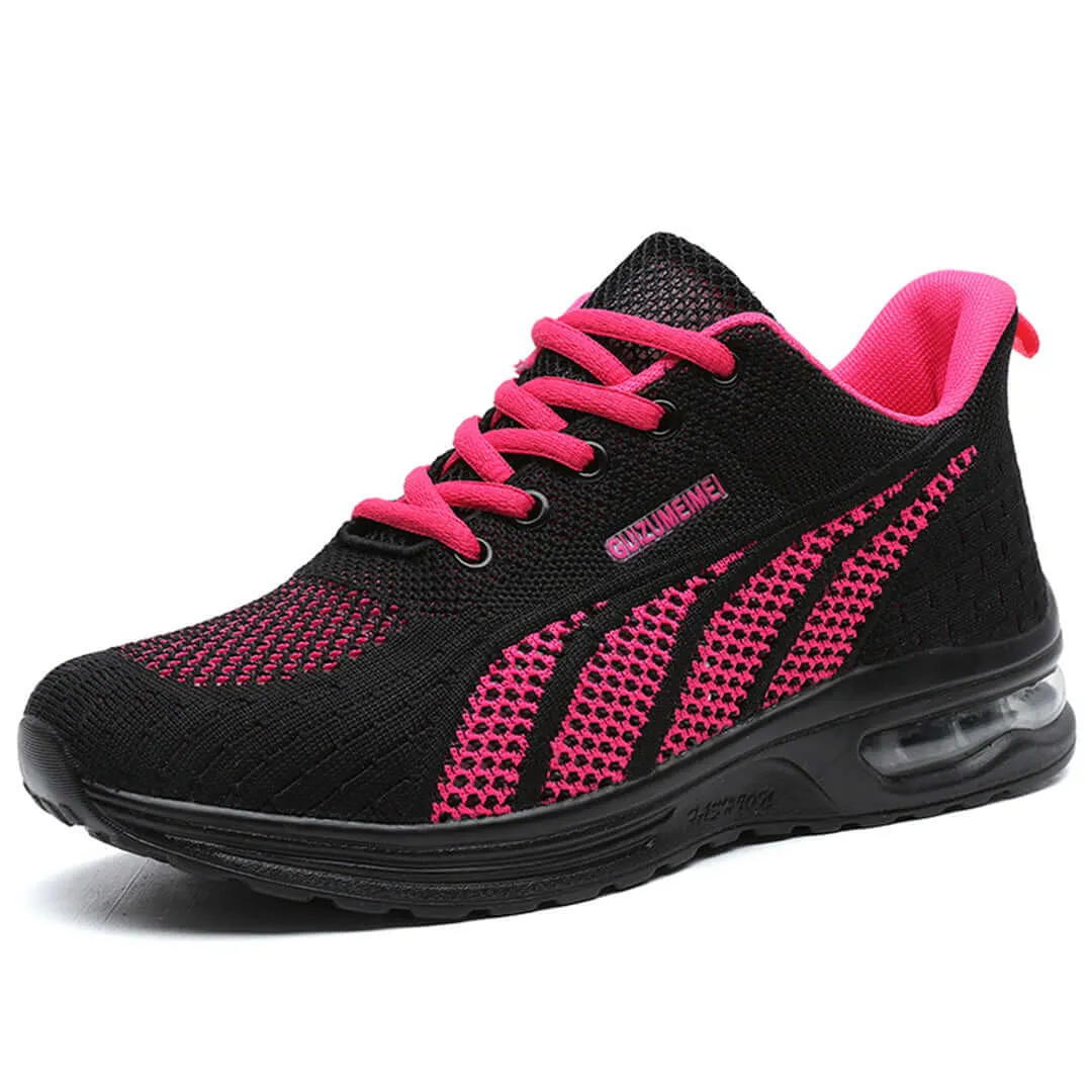 Women's Breathable Mesh Lace-Up Sneakers with Cushioned Sole