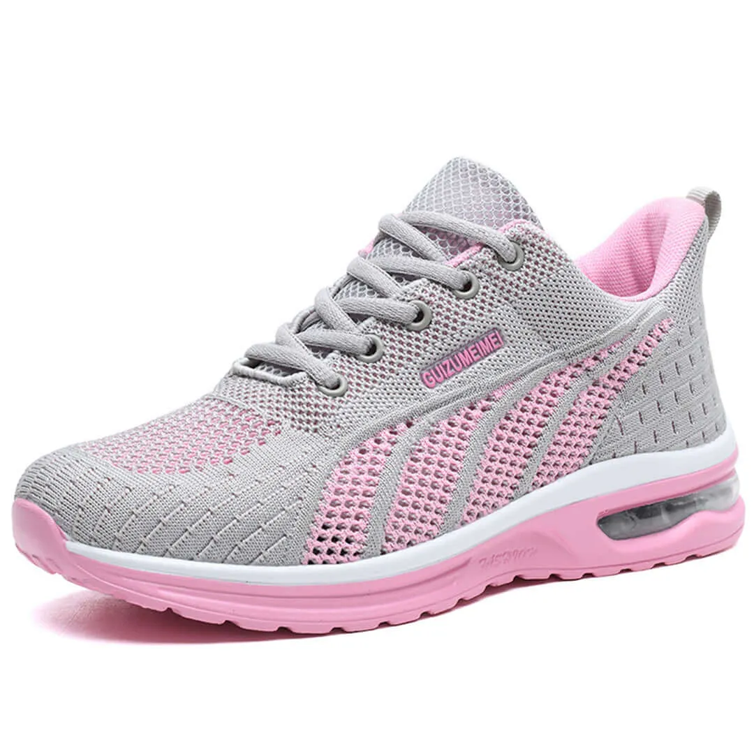 Women's Breathable Mesh Lace-Up Sneakers with Cushioned Sole