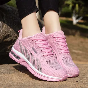 Women's Breathable Mesh Lace-Up Sneakers with Cushioned Sole