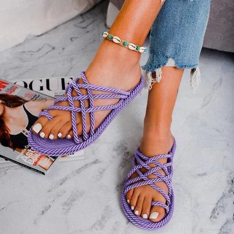 Women's ring toe woven criss platform sandals