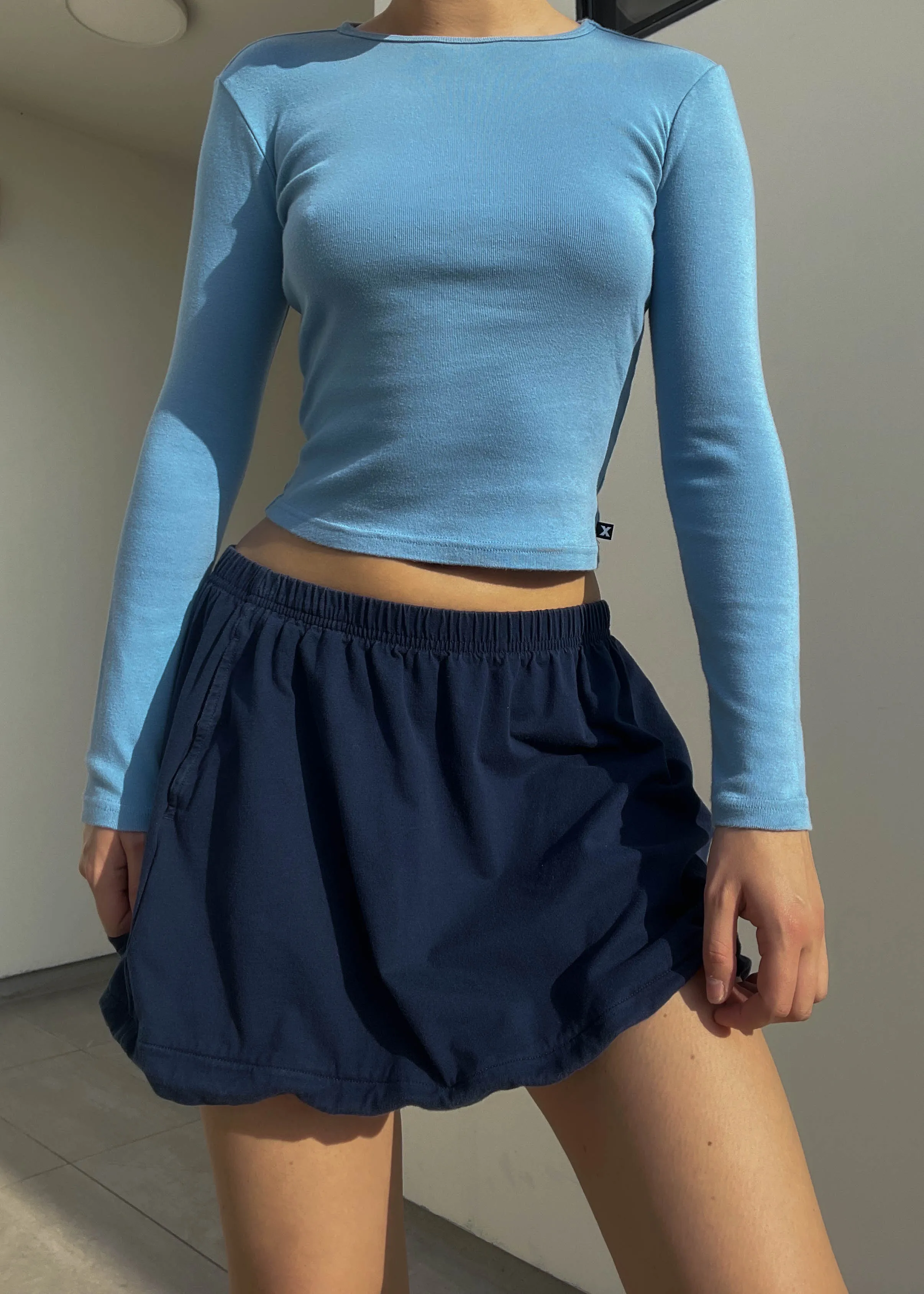 Y2k Sporty Navy Mini Skirt (M)